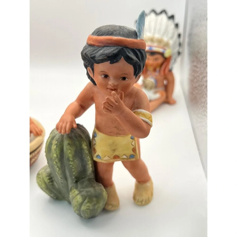 Vintage 1985 Gregory Perillo Sagebrush Kids Figurines Native American Set of 6